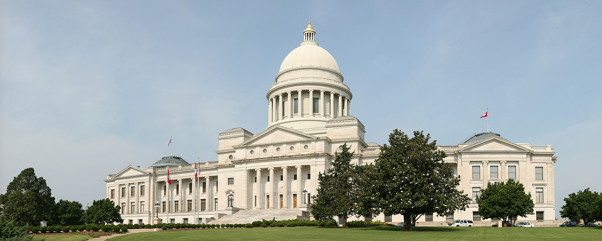 Arkansas State Capitol at dusk in Little Rock